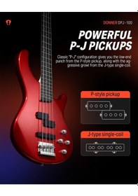 Resim Donner Dpj-100 Pj-style Bas Gitar Kırmızı 