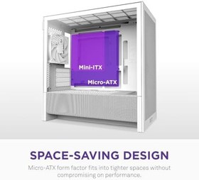Resim NZXT H3 Flow Micro-ATX PC Kasası, Optimize Edilmiş Hava Akışı, 1x 120mm Arka Fan Dahil, Tam Boyutlu GPU Desteği, 280mm Ön ve 240mm Üst Radyatör, Back-Connect Anakart Uyumluluğu, Beyaz 