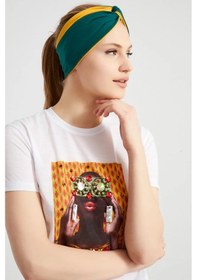 Resim Butik Tasarım Kadın Bandana Saç Bandı, Ekstra Yumuşak, Esnek, Doğal, Pamuklu Penye - Tek Ebat / Zümrüt Yeşili Hardal Zümrüt Yeşili Hardal 