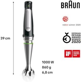 Resim Braun Multi Quick 7 El Blender Seti MQ 7025X, 1000 W, 500 ml Hazne, Siyah 