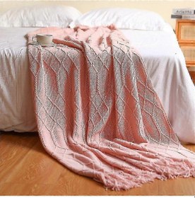 Resim Nordic Örme Battaniye - Yumuşak, Dokulu Ve Düz, Avrupa'da Kanepe, Yatak Ve Noel Dekorasyonu İçin 130x230 Cm Cl-pembe 