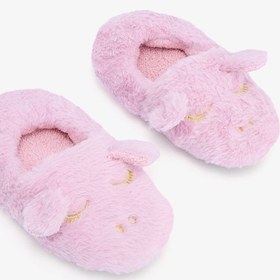 Resim Penti Açık Pembe Kız Çocuk Unicorn Desenli Nakışlı Ev Patiği 
