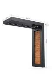 Resim KORRAIN VIELA WOOD- AHŞAP TASARIMLI ALÜMİNYUM KAPI ÜSTÜ SUNDURMA-SAĞ-200 CM 