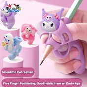 Resim Sanrio 3'lü tutuş düzeltme cihazı, yazı duruşu destek aracı, yumuşak kauçuk kalem, el yazısı düzeltme yardımcısı 