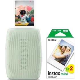 Resim Instax Mini Link 3 Yeşil Akıllı Telefon Yazıcısı ve 20'li Mini Film 