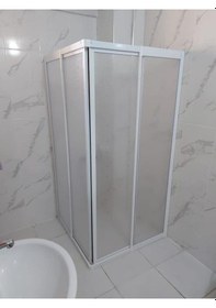 Resim Nokta Duşakabin Teknesiz Kare Plastik Duşakabin Şeffaf 