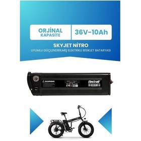 Resim Skyjet Nitro Uyumlu 36v 10ah Güçlendirilmiş Elektrikli Bisiklet Bataryası Siyah 