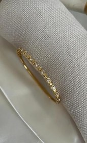 Resim Paslanmaz Çelik Gold Kadın Bilezik, Yıldız Zirkon Taşlı, 18cm Uzunluk, 6cm Çap, Yüksek Kalite 