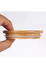 Resim Lizzy Ahşap Vakumlu Bambu Kapaklı Kulak Pamuğu Ve Pamuk Kavanozu Cam 2 Li Set 