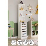 Resim Bofigo Derya 5 Sepetli 3 Raflı Oyuncak Dolabı Beyaz 