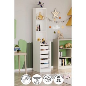 Resim Bofigo Derya 5 Sepetli 3 Raflı Oyuncak Dolabı Beyaz 