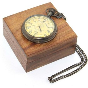 Resim keyfimshop Ahşap Kutulu Roma Rakamlı Pirinç Kolye Köstekli Saat 