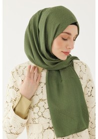 Resim Mirsoy Scarf Halka Desen Parlak Jakar Şal - Yeşil Yeşil 