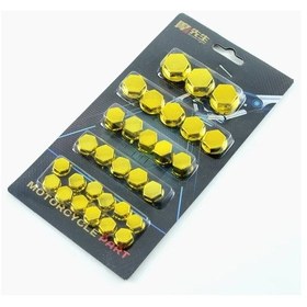 Resim 30 Parça Motosiklet Renkli Somun Kapağı Modifikasyon Vidalı Kapak - Sarı 