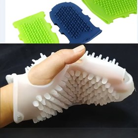 Resim 1 adet Silikon Masaj Eldiveni - Hipoalerjenik Meridyen Fırçası, Tüm Vücut Peeling Spa Yağı Fırçası, Cilt Yenilenmesi için Manuel Banyo Fırçası, Pil Gerekmez 