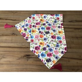 Resim Renkli Menekşeler Desenli Runner Çok Renkli 