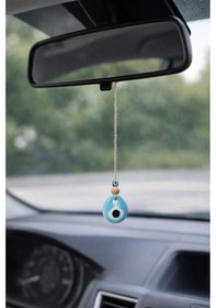 Resim Turkuaz Cam Nazarlık 3 Cm Araba İçin Dikiz Aynası Dekoru Küçük Boy Şans Süsü 