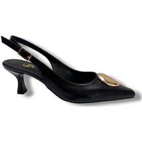 Resim Gedik Pasha 26752-26 Cilt Gold Tokalı Kısa Topuk Kadın Stiletto 6cm Siyah 