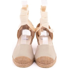 Resim Star Tombis Gerçek Elişi Bej Hasır Jüt Bileğe Bağlı Ipli Günlük Kadın Espadril Handmade Bej 