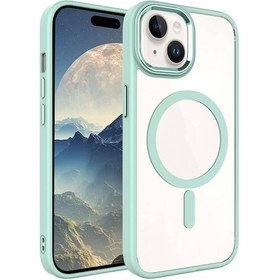 Resim Apple Uyumlu iPhone 15 Plus Wireless Şarj Özellikli Tchs Krom Magsafe Silikon Kılıf-yeşil Yeşil 