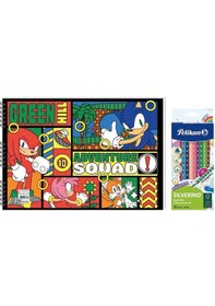 Resim Sonic 25 35 15 Yp. Spiralli Resim Defteri - Pelikan Silverino Üçgen Kuru Boya Kalemi 2'li Set 3 Çok Renkli 