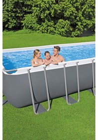 Resim Bestway 56623 Power Steel Prefabrik Dikdörtgen Yer Üstü Havuz Seti 9,56 M X 4,88 M X 1,32 M 