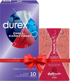 Resim Durex Chill Prezervatif 10'lu + Humanlife 5 Gr X 10 Çilek Aromalı Jel Lubricant 