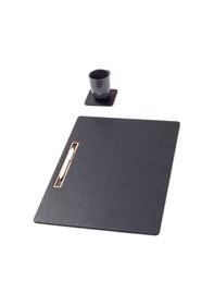 Resim Turgut Office Deri Toplantı Sümeni Siyah Yatay Ahşap Detaylı 49 x 34cm 