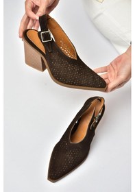 Resim Fox Shoes Y654154702 Kahverengi Hakiki Deri Süet Western Topuklu Ayakkabı 