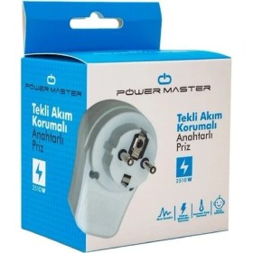 Resim Powermaster 16816 Tekli Beyaz Anahtarlı Akım Korumalı Priz 