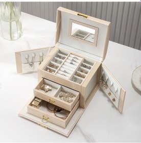 Resim Şık Tasarımlı Çok Gözlü Deri Kilitli Takı Ve Mücevher Kutusu 