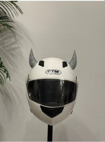 Resim Motor & Motosiklet Gümüş Simli Şeytan Boynuzu Kask Dış Aksesuar Diğer 