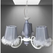 Resim 3 Lü Gri Tüylü Yatak Odası Çocuk Odası Avize Gri Ahşap Gövdeli 