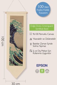 Resim Duvar Halısı Pinterest Dekoru, Hokusai Sanat Serisi 100cm Kanvas Flama Askılı Duvar Örtüsü NO:649 - Renkli - 2 / 30 x 100 