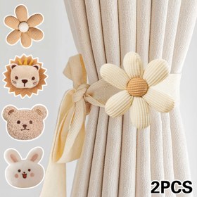 Resim 2'li Modern Polyester Perde Bağları, Ayarlanabilir Deliksiz 3D Karikatür Hayvan Tasarımı, Yaratıcı Pencere Perdeleri Tutucuları, Oturma Odası Dekorasyonu için - Çeşitli Hayvan Seçenekleri 