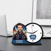 Resim Erkek Astronom Karikatürlü MDF Masa Saati 