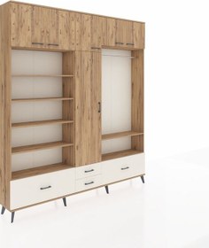 Resim Arges Dolap 18 Raflı 4 Çekmeceli Tek Askılı 220x30x243 Çam-çam/aytaşı Atlas Çam/aytası 