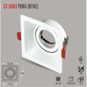 Resim Cata CT-5003 Puma Kare Beyaz Spot(Ampulsuz-6 Adet) 