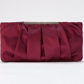 Resim SHUBBAGS Bordo Zincir Askılı Pileli Saten Kadın Clutch 