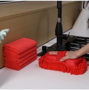 Resim Meridiangoods Red Mikrofiber Araba Yıkama Süngeri Ve Havlu Seti 6 Parça Çizik Önleyici Süper Emici 