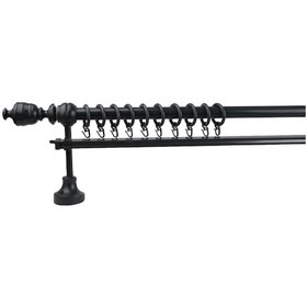 Resim Antrasit Efil Demonte Başlıklı Ahşap Rustik Perde Askısı - Tek Raylı - 275 Cm 