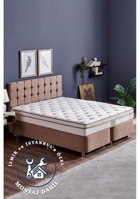 Resim Helen Yatak Seti Çift Kişilik Yatak Baza Başlık Takımı - Orta Sert Lüks Yatak, Metal Baza Ve Başlık 160 x 200 