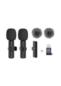 Resim Kablosuz Tüylü Siyah Yaka Mikrofonu Type-c Apple Uyumlu 2 Li Set Tak Çalıştır 