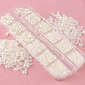 Resim 400/500/1200pcs Flatback Nail Pearls For Nail Art Decoration,Half Round Pearls For Crafts,Multiple Size FlatBack Pearls For Makeup Pearls For Nails Crafting Accessory 