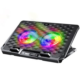 Resim Juo Odin RGB Işıklı Gaming 2200RPM Çift Fan LED Display Laptop Notebook Soğutucu Stant 