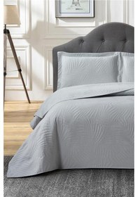 Resim Prag Elyaf Dolgulu Çift Kişilik 240x260 Cm Yatak Örtüsü Gri Gri 