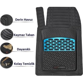 Resim Wehhler Fiat Egea Hb 1.4 Fire Benzinli Easy Plus Düz-Manuel Vites 2023 Derin Havuzlu Yumuşak Mavi-Siyah Üniversal Paspas Seti 
