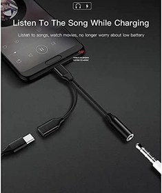 Resim Tip C 3.5mm Şarj Ses Adaptörü 2 in 1 USB C Splitter Kulaklık AUX Ses Kablosu Smartphone Splitter için 