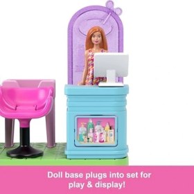 Resim Hype Store Mini Barbieland Koleksiyona Uygun Oyun Seti, 4 Cm'lik Bebek, Aynalı Kuaför Tezgahı, Şampuan Bölümü ve Hikaye Anlatımına Yönelik Karşılama Masası ile Kuaför Salonu, JCR32 