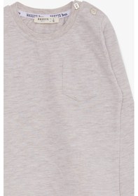 Resim Breeze Erkek Bebek Uzun Kollu Tişört Cepli 9 Ay-3 Yaş, Bej Melanj 